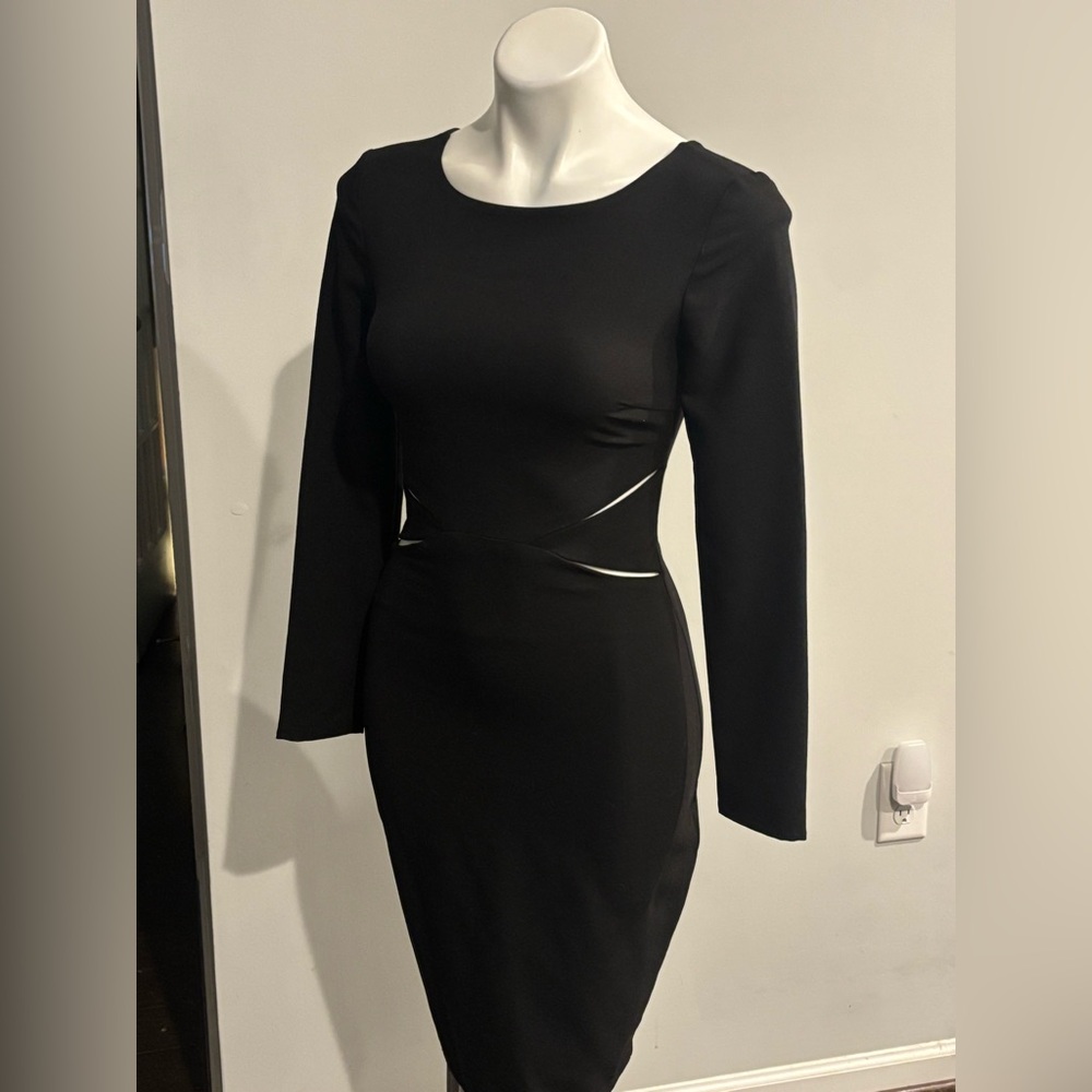 Kardashian Kollection Black Long Sleeve Cutout Sheath Dress